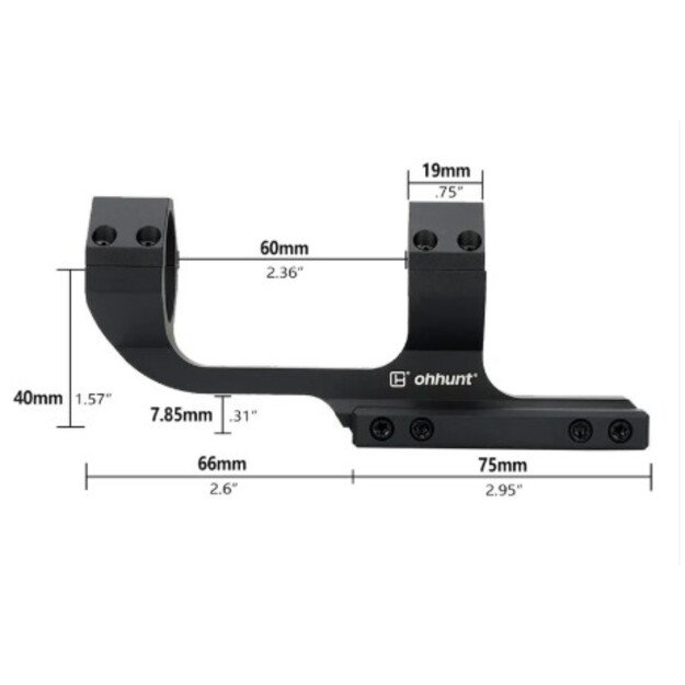 Laikiklis Picatinny Cantilever 30mm Scope Mount with Square Integral Recoil Stops 1