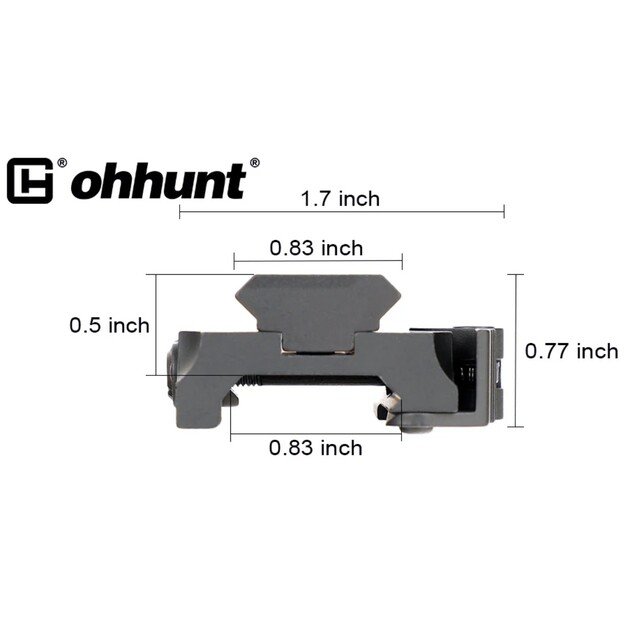 Picatinny paaukštinimo adapteris 0,5"( 12,7 mm), greito nuėmimo 2