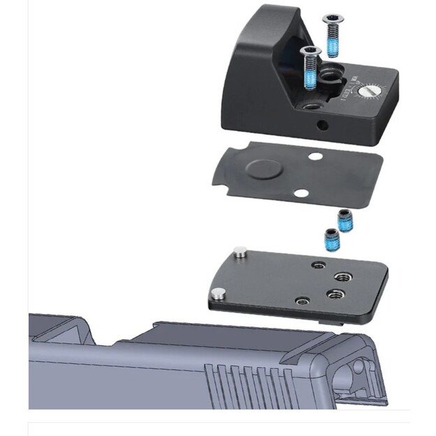 Kolimatoriaus plokštelė Glock RMR , montuojama vietoje galinio taikiklio 1